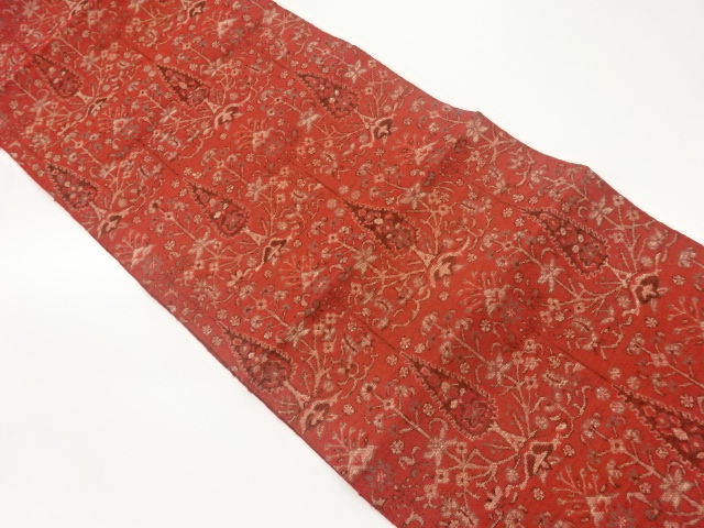 JAPANESE NAGOYA OBI / JAPANESE KIMONO / TSUMUGI / WOVEN FLORAL PLANTS